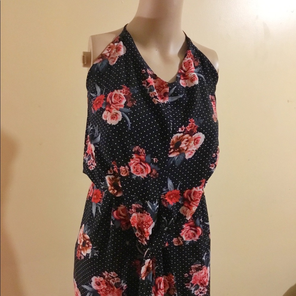 Cute Navy, Floral & Polka Dot Jumpsuit  WORN ONCE